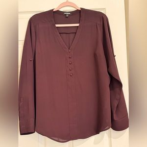 Express Long Sleeve Blouse w/ button accents